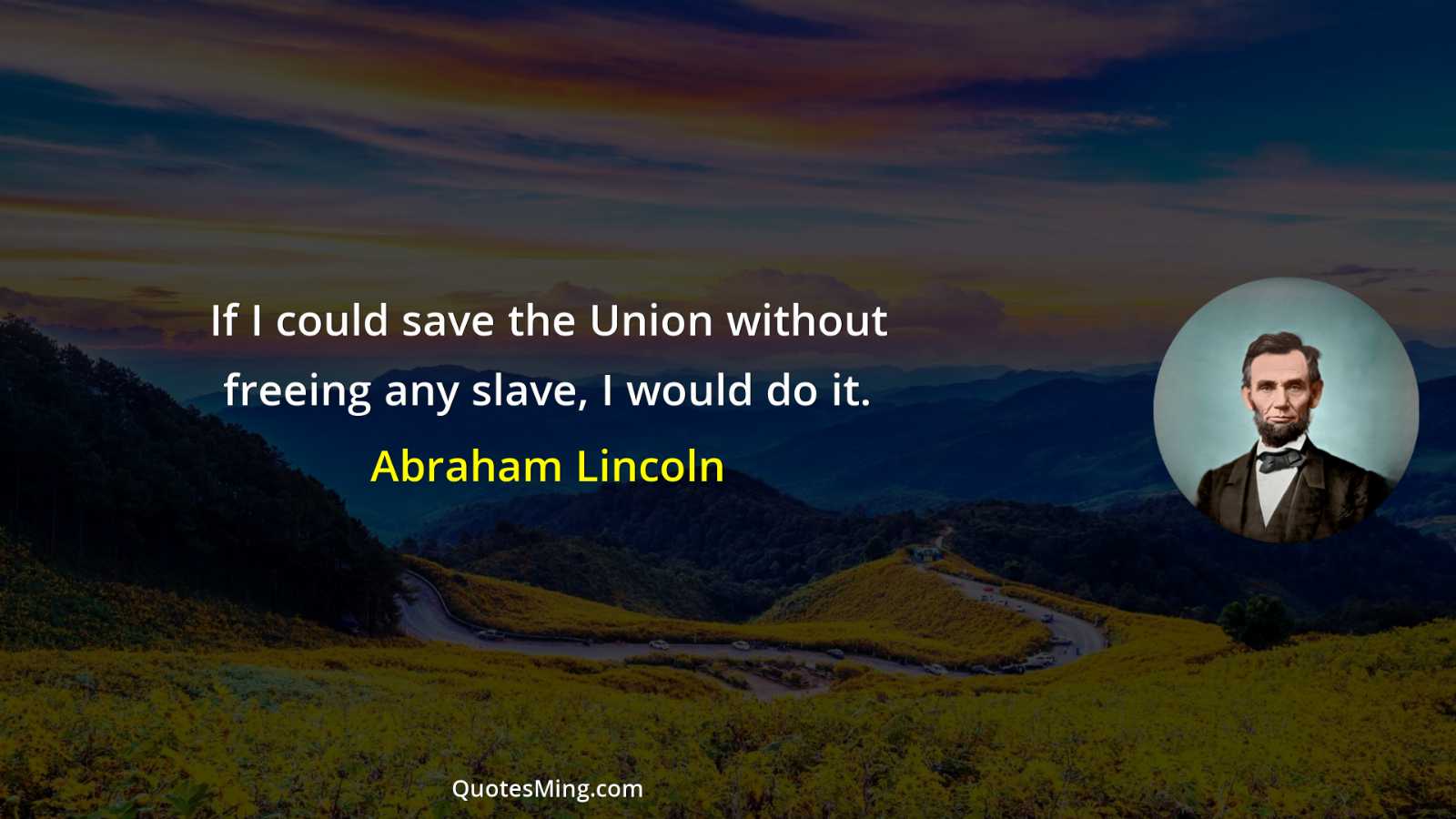 If I could save the Union without freeing any slave