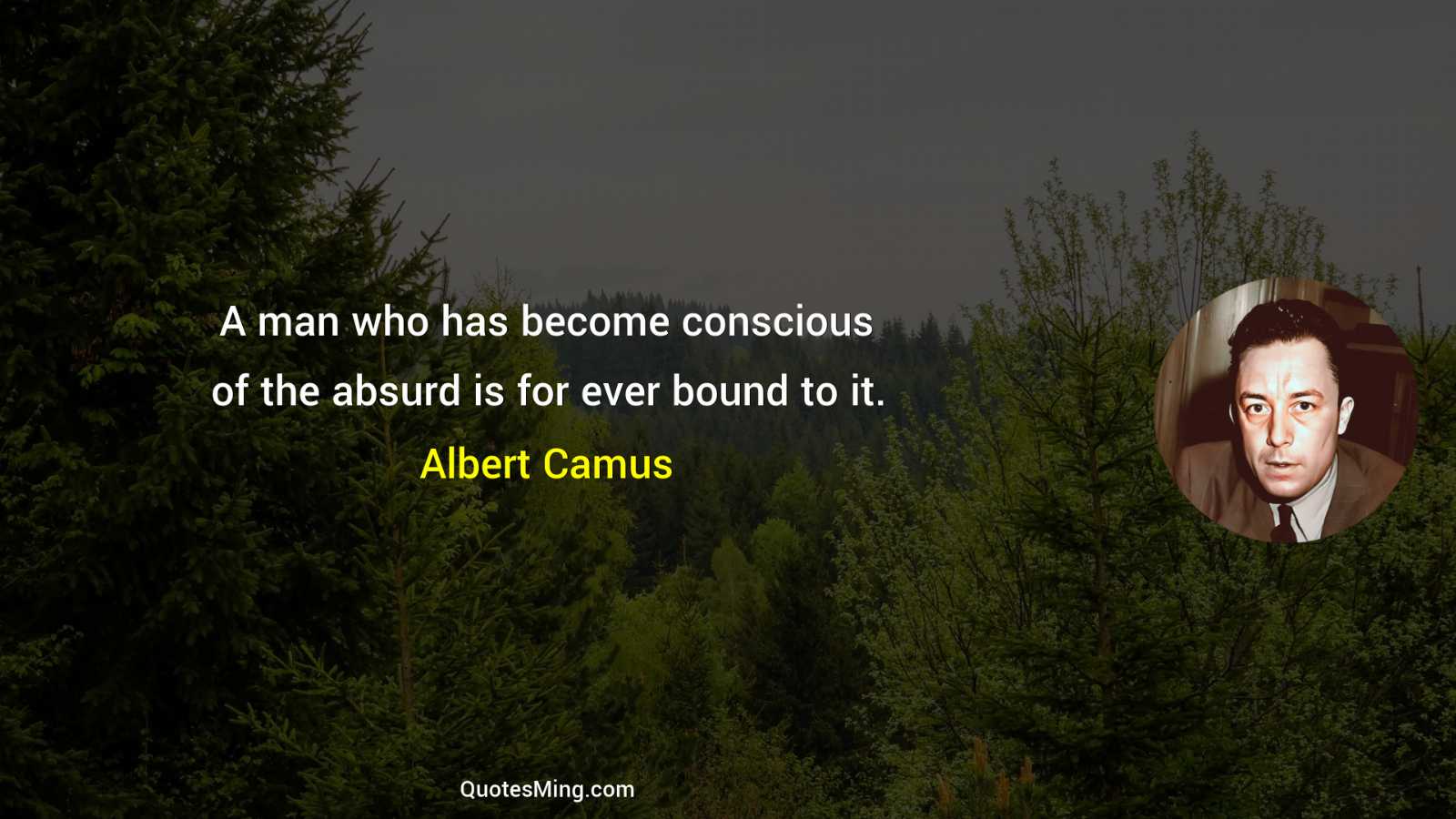 A man who has become conscious of the absurd is