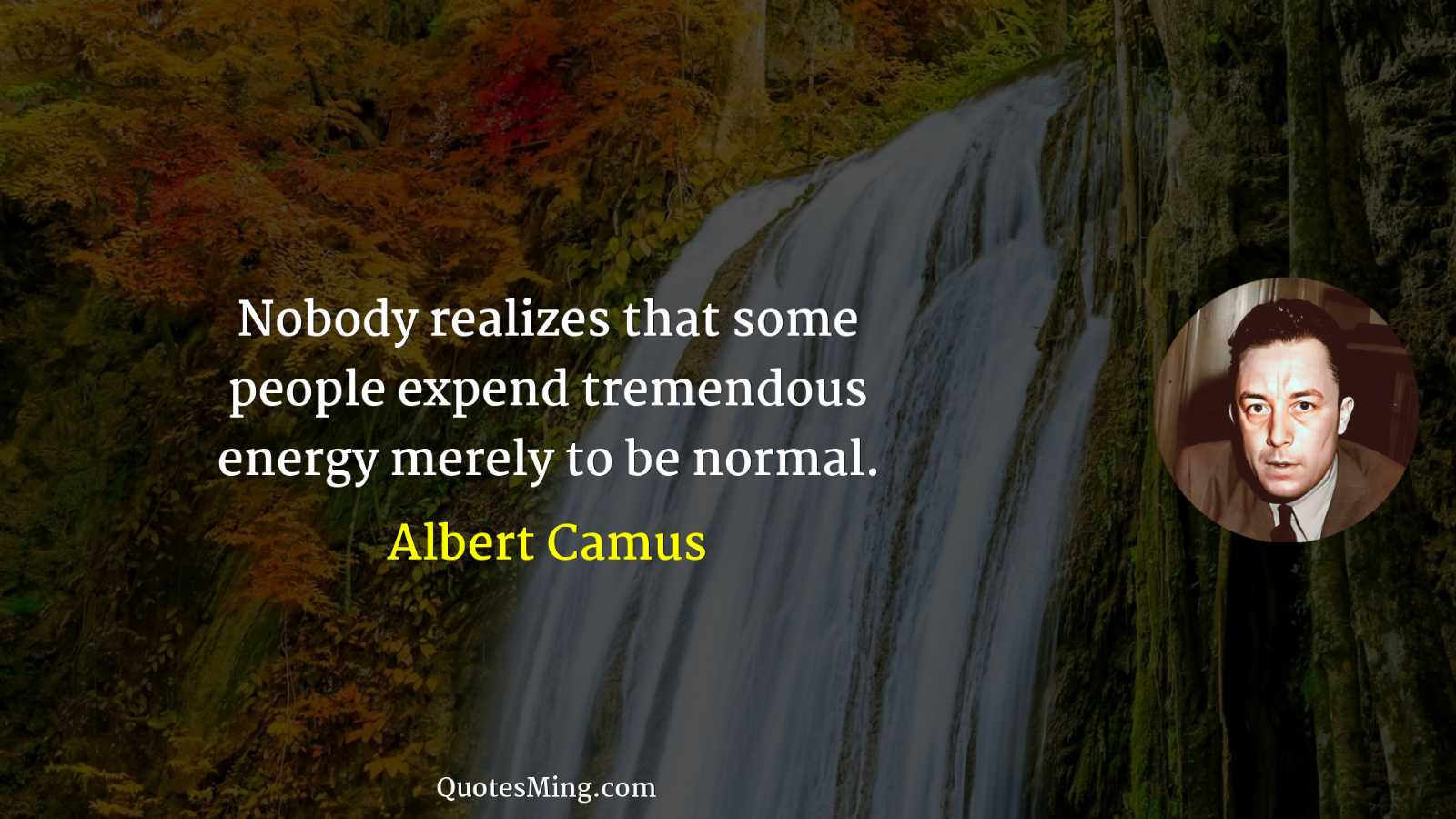 Nobody realizes that some people expend tremendous energy merely to