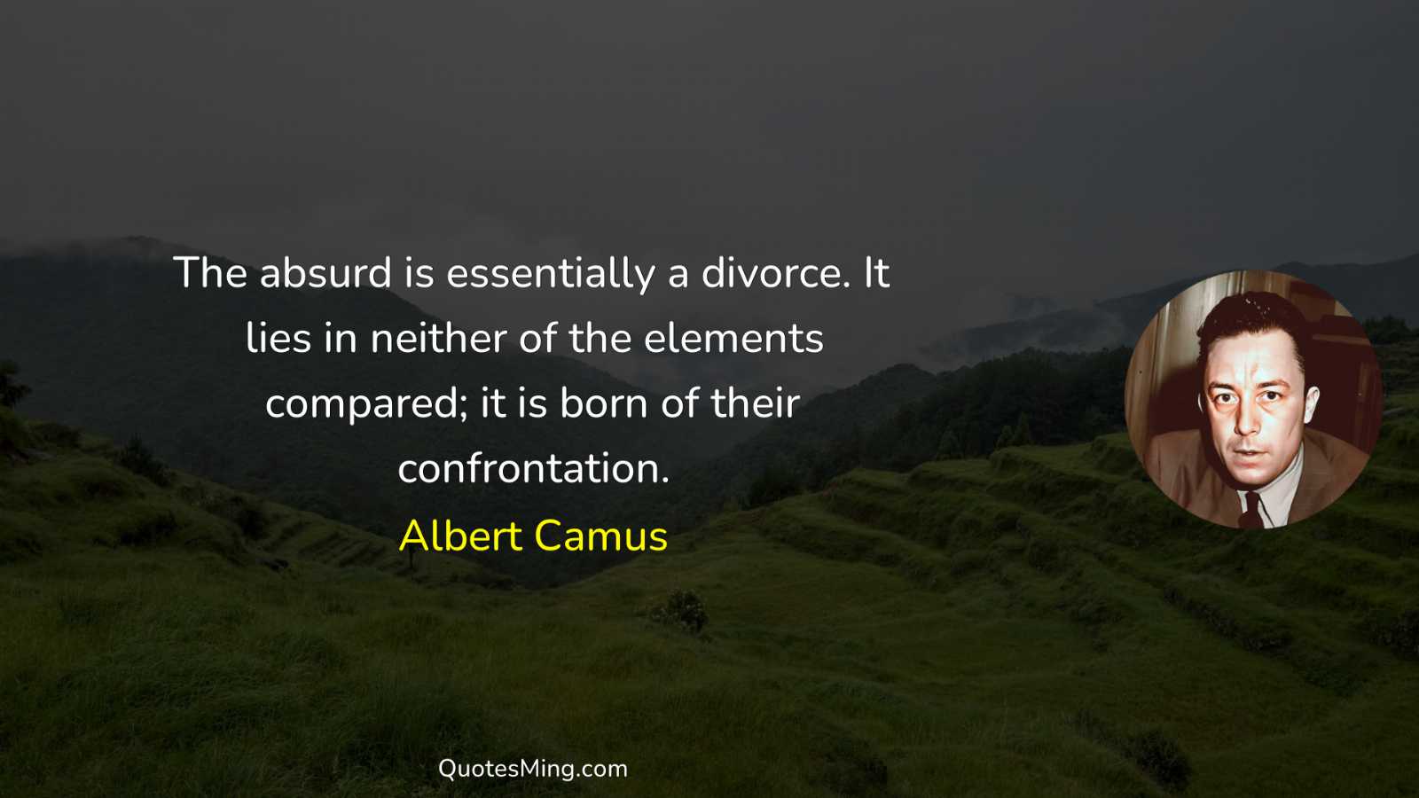 The absurd is essentially a divorce It lies in neither