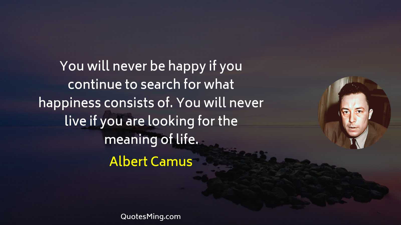 You will never be happy if you continue to search