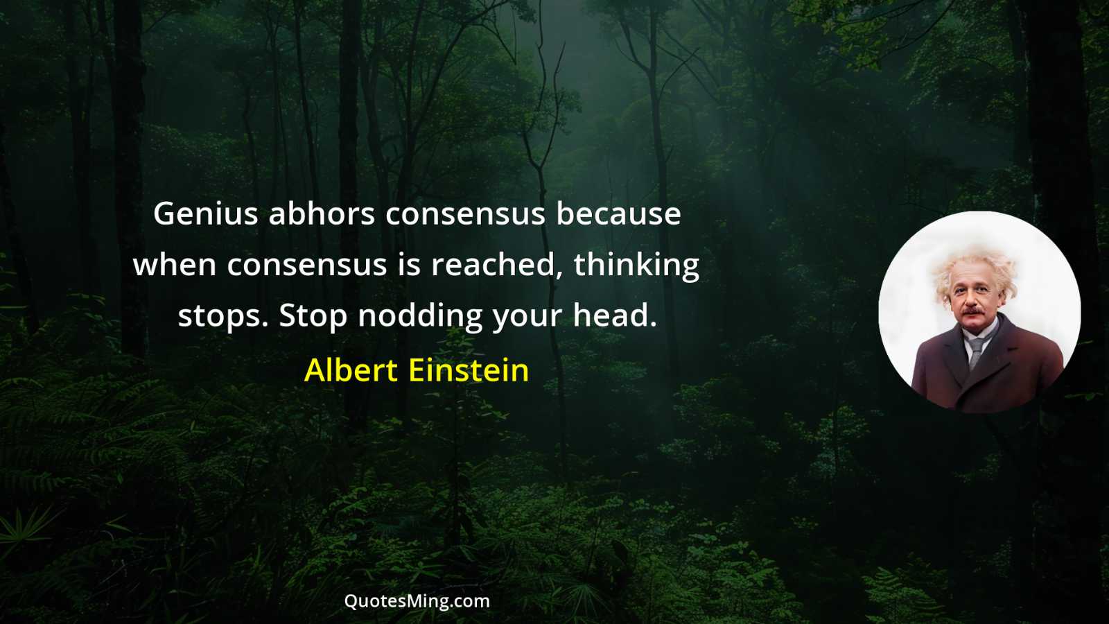 Genius abhors consensus because when consensus is reached thinking stops