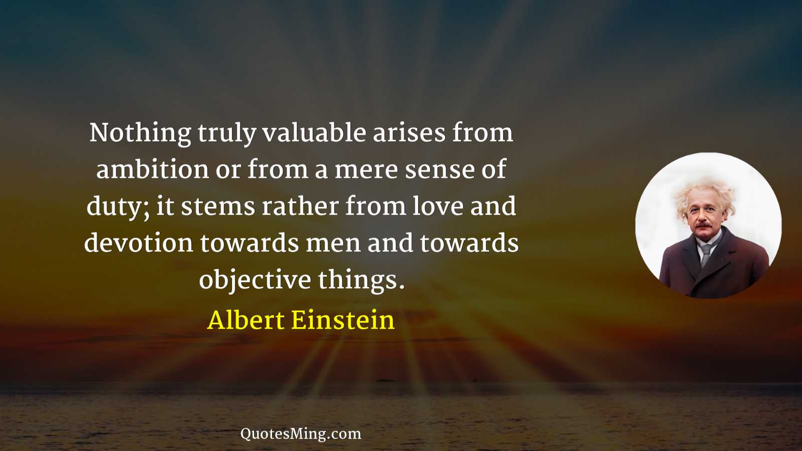 Nothing truly valuable arises from ambition or from a mere