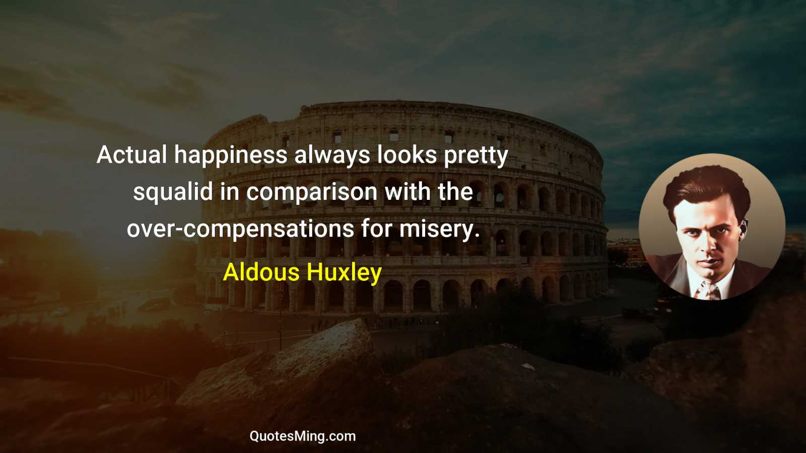 Actual happiness always looks pretty squalid in comparison with the