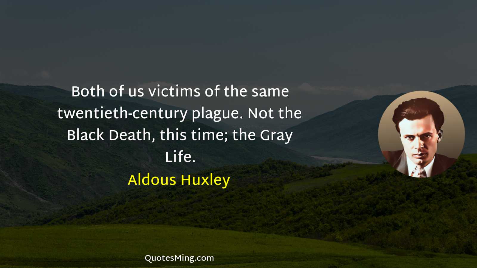 Both of us victims of the same twentieth-century plague Not