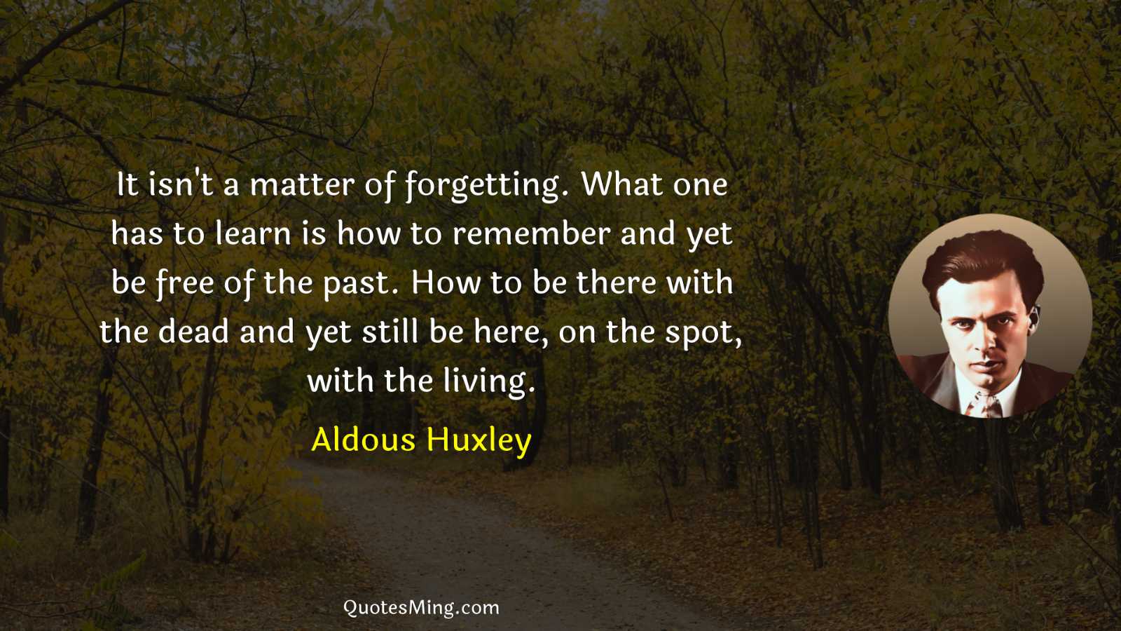 It isn't a matter of forgetting What one has to