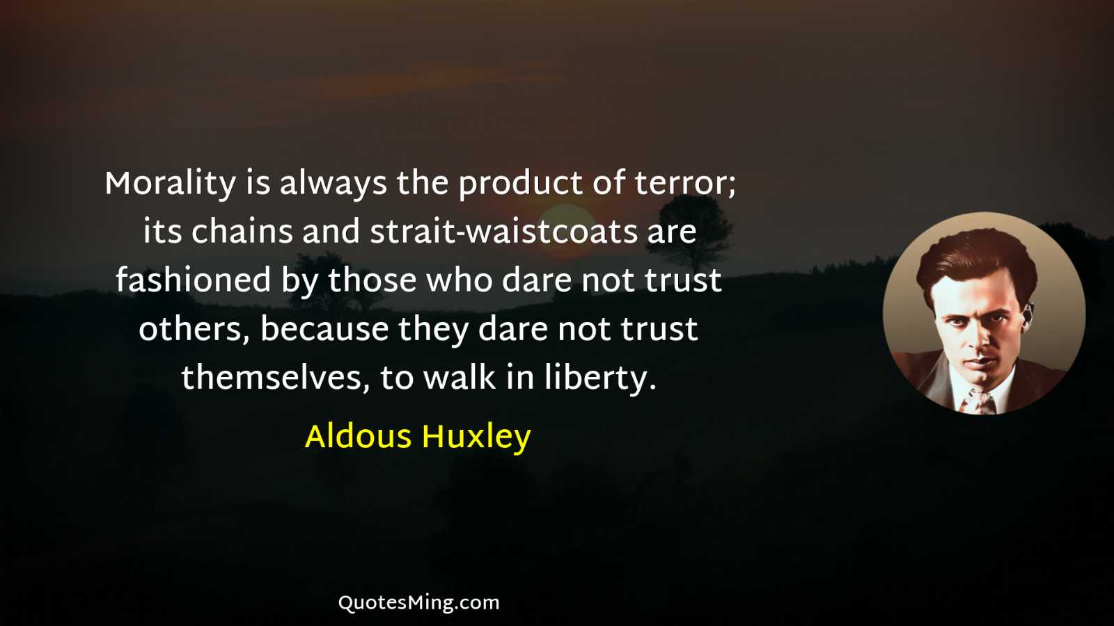 Morality is always the product of terror; its chains and