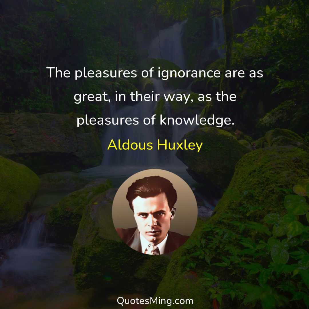 The pleasures of ignorance are as great in their way