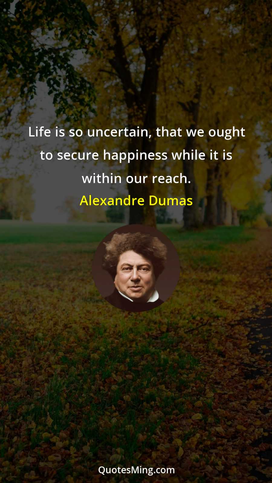 Life is so uncertain that we ought to secure happiness