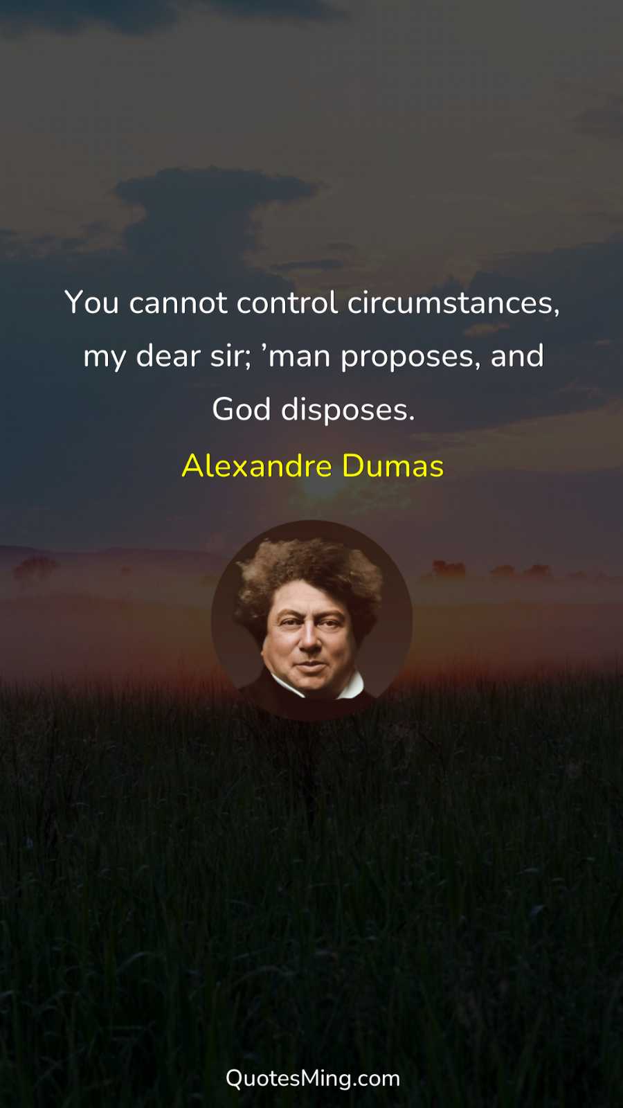 You cannot control circumstances my dear sir; ’man proposes and