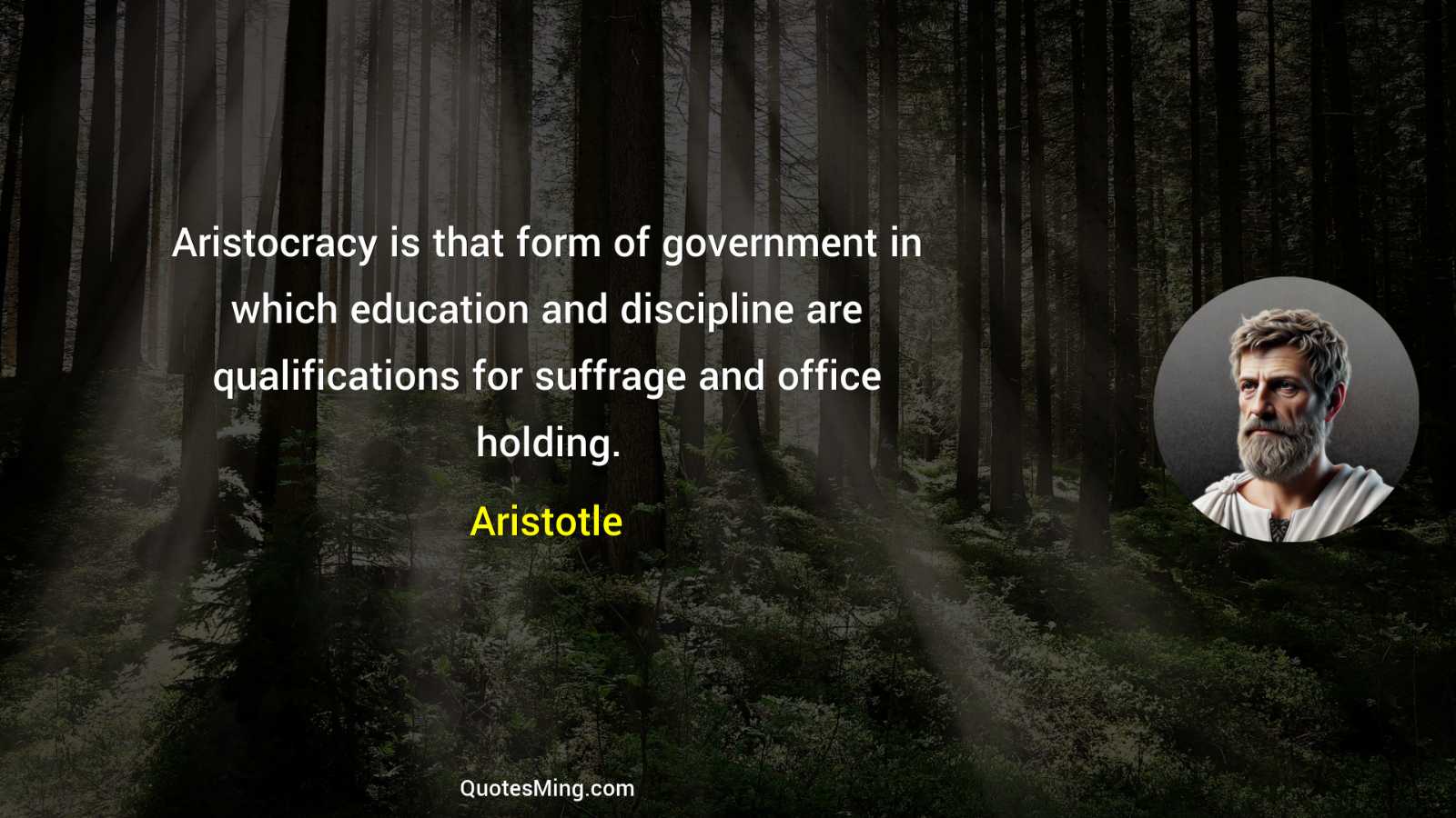 Aristocracy is that form of government in which education and