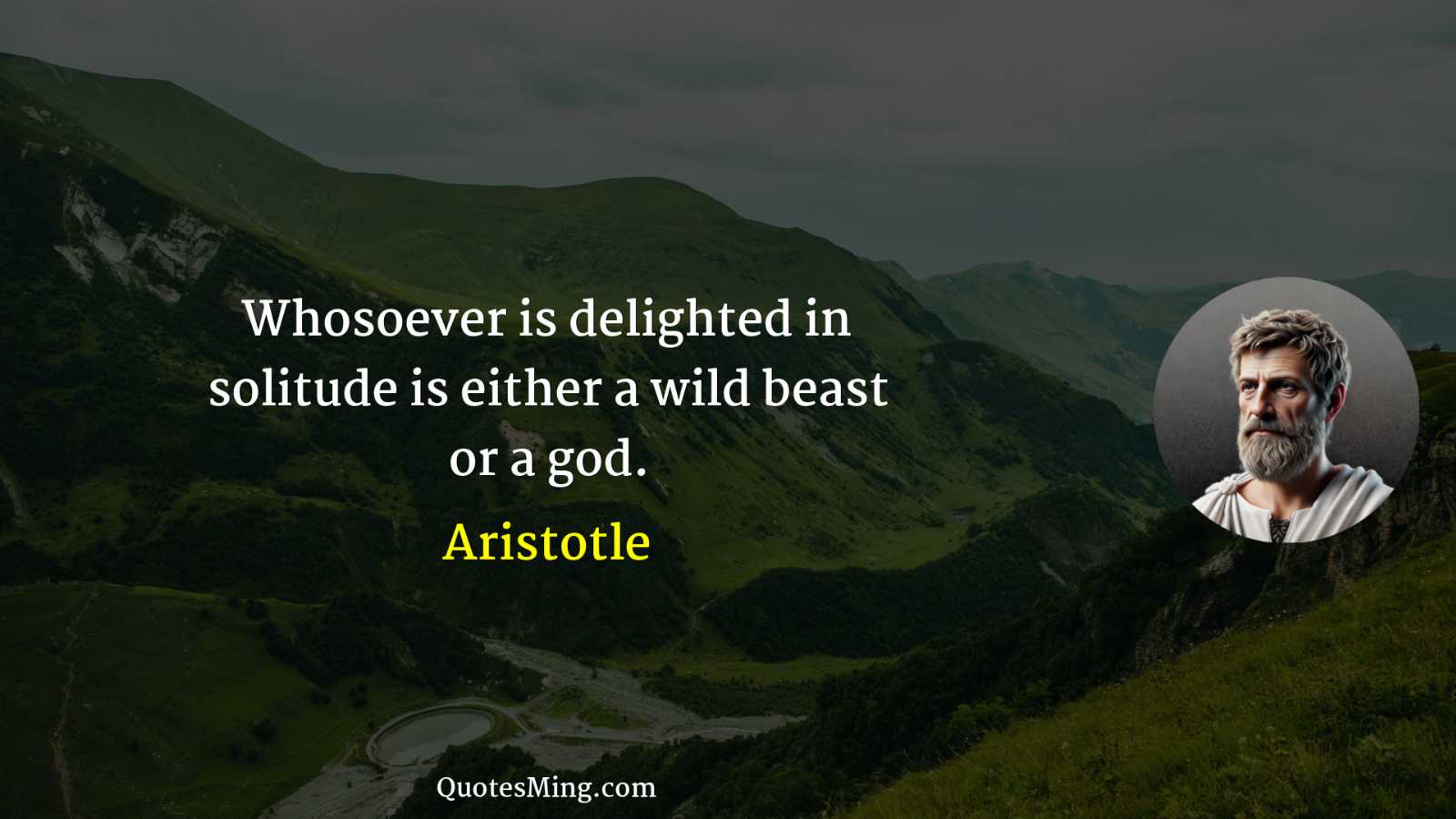 Whosoever is delighted in solitude is either a wild beast