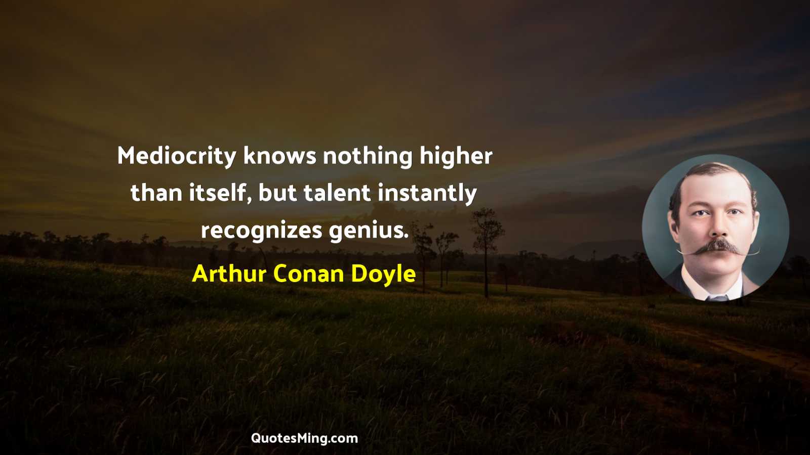 Mediocrity knows nothing higher than itself but talent instantly recognizes