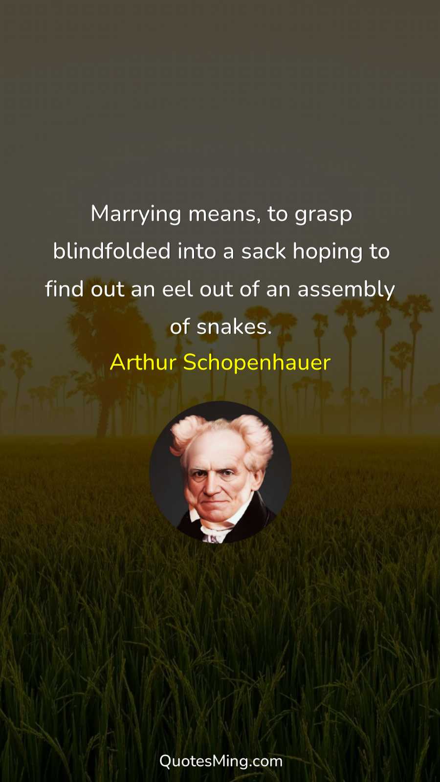 Marrying means to grasp blindfolded into a sack hoping to