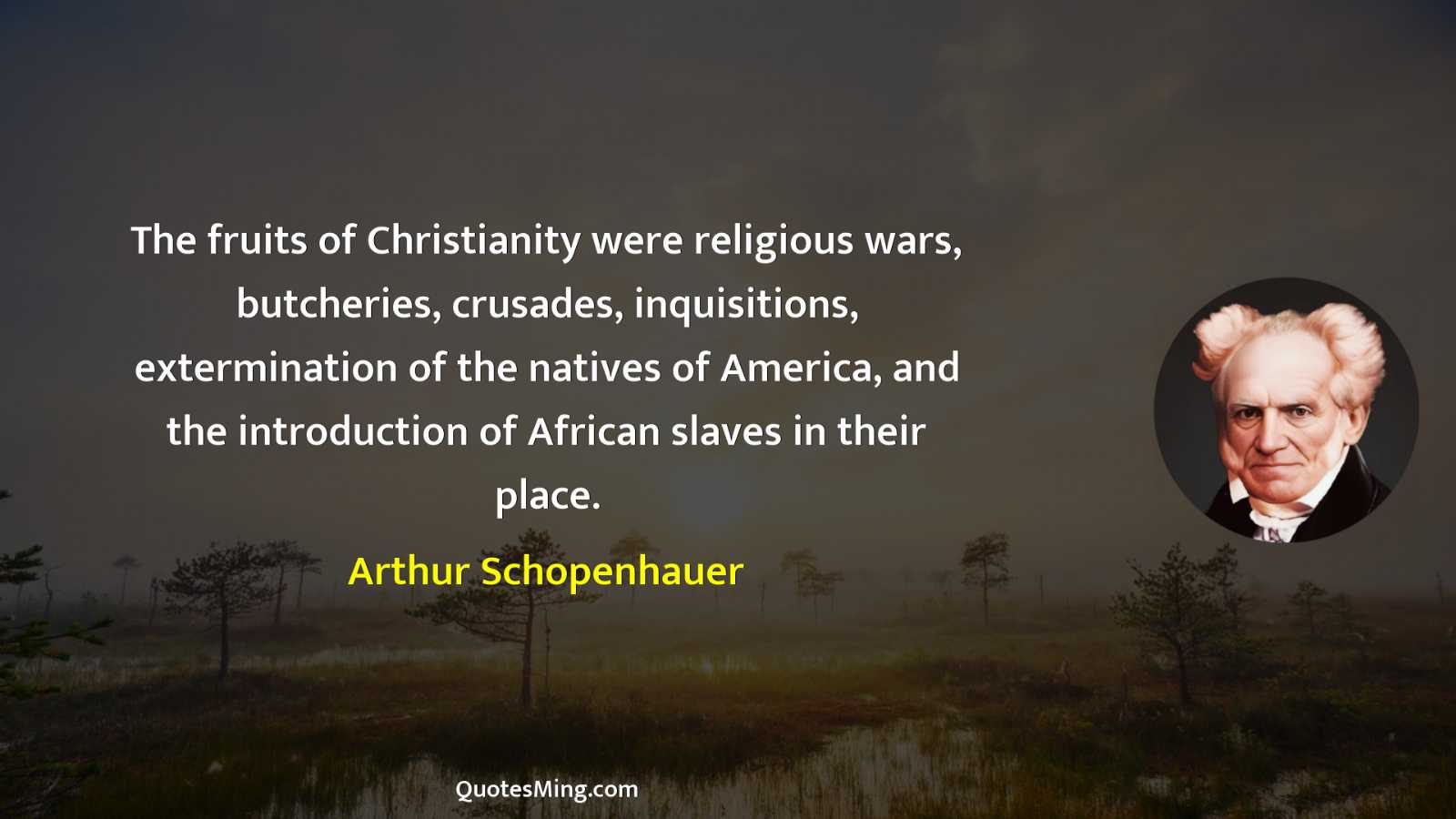 The fruits of Christianity were religious wars butcheries crusades inquisitions