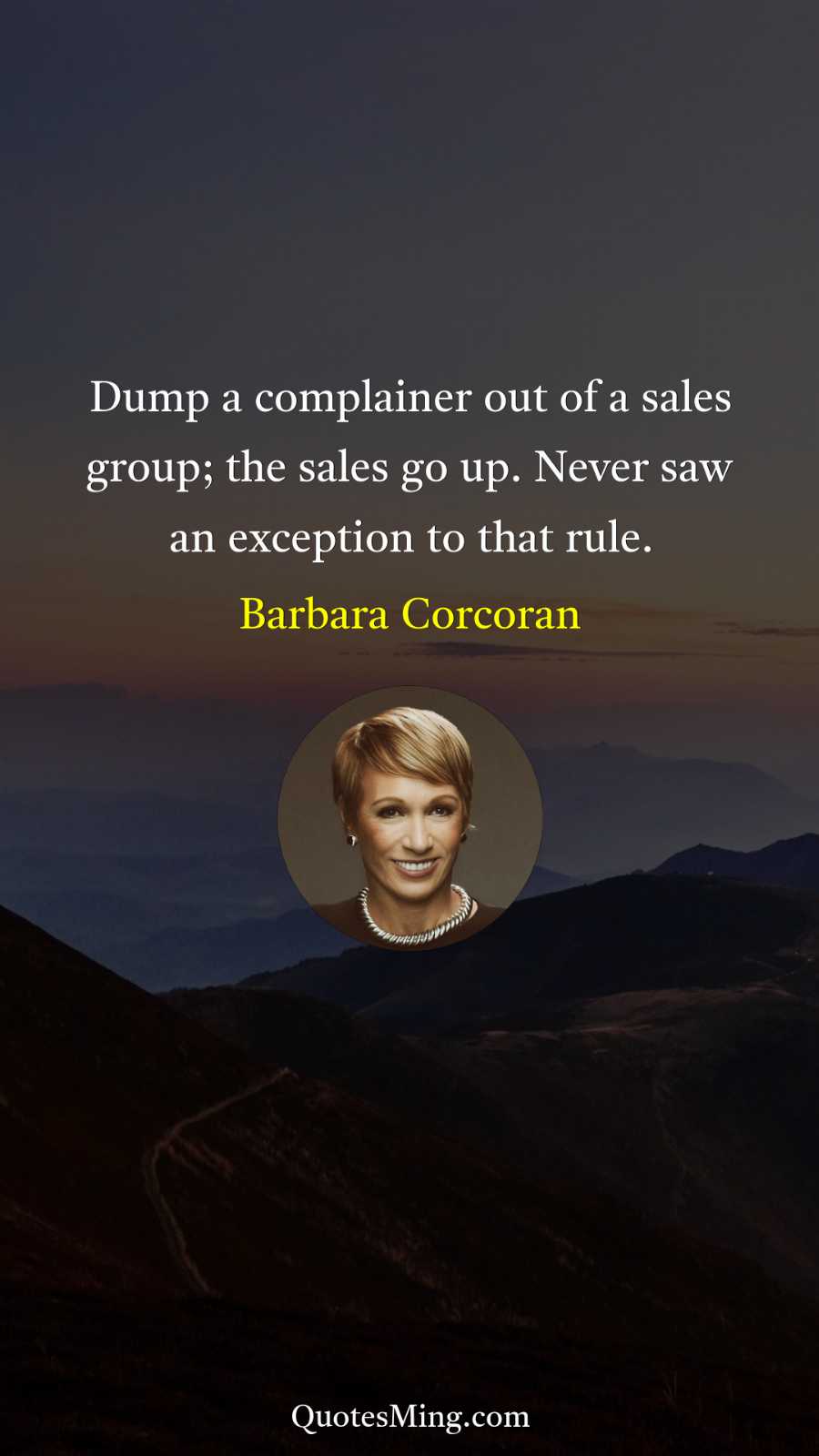 Dump a complainer out of a sales group; the sales