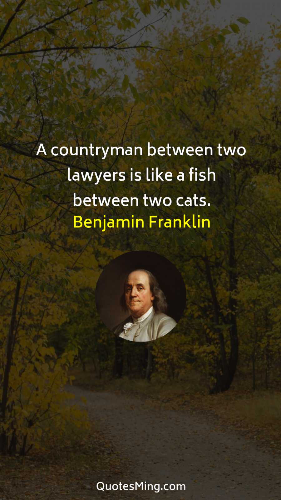 A countryman between two lawyers is like a fish between