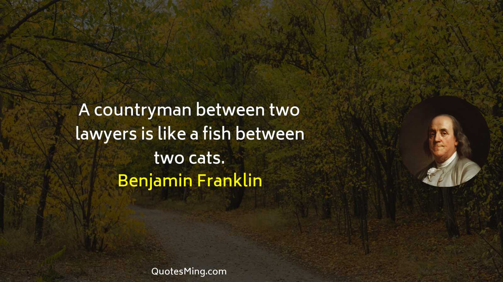 A countryman between two lawyers is like a fish between