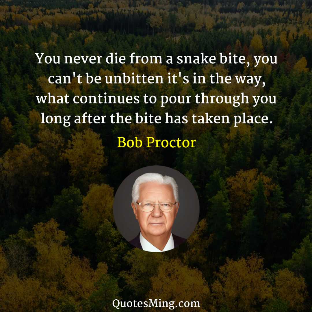 You never die from a snake bite you can't be