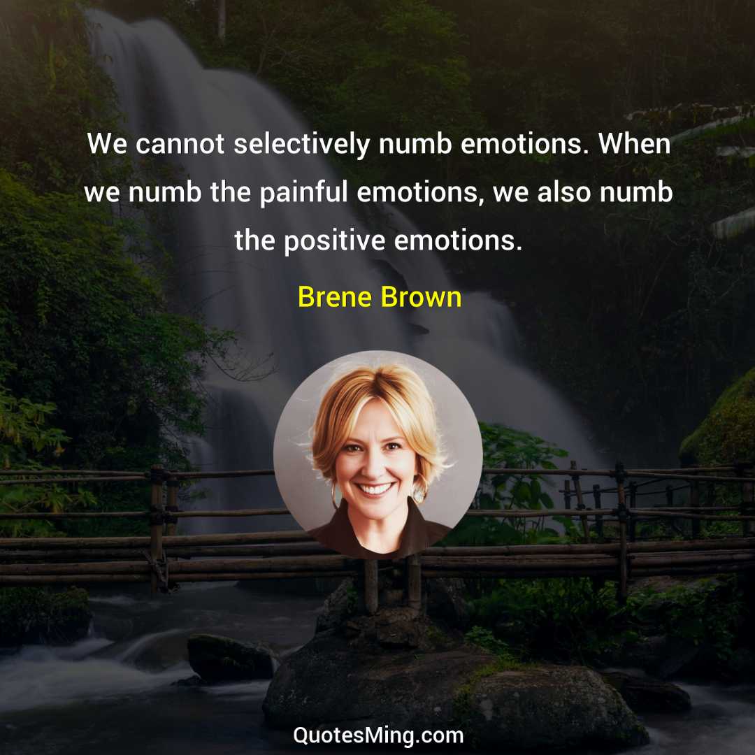 We cannot selectively numb emotions When we numb the painful