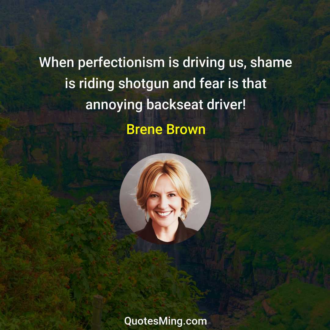 When perfectionism is driving us shame is riding shotgun and