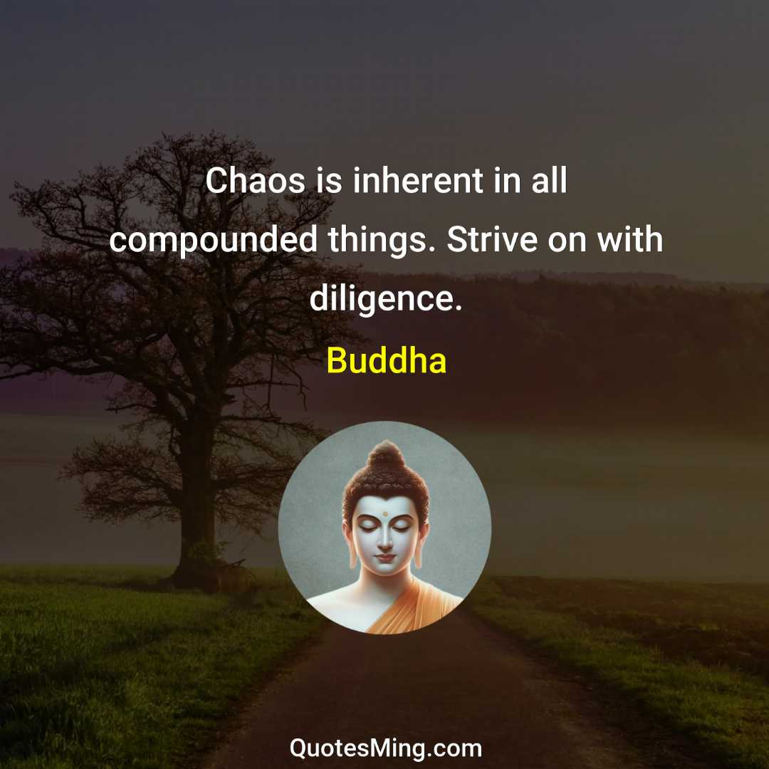 Chaos is inherent in all compounded things Strive on with