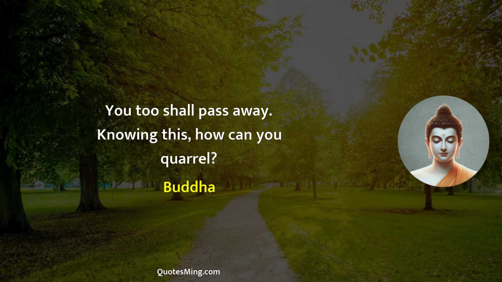 You too shall pass away Knowing this how can you