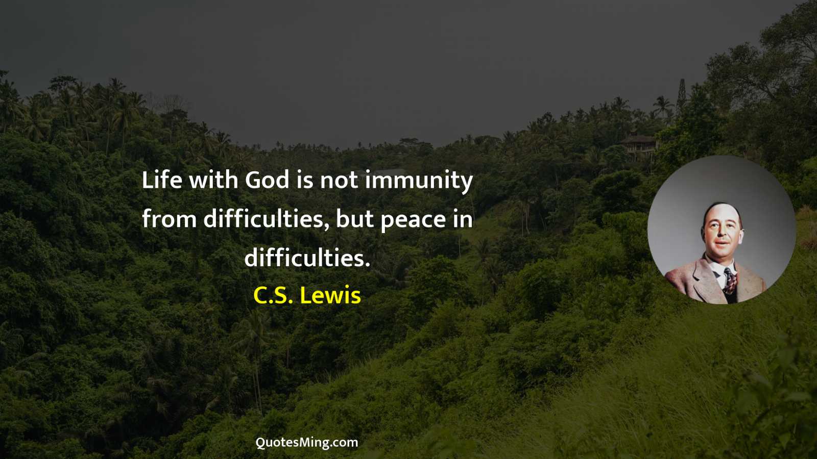 Life with God is not immunity from difficulties but peace