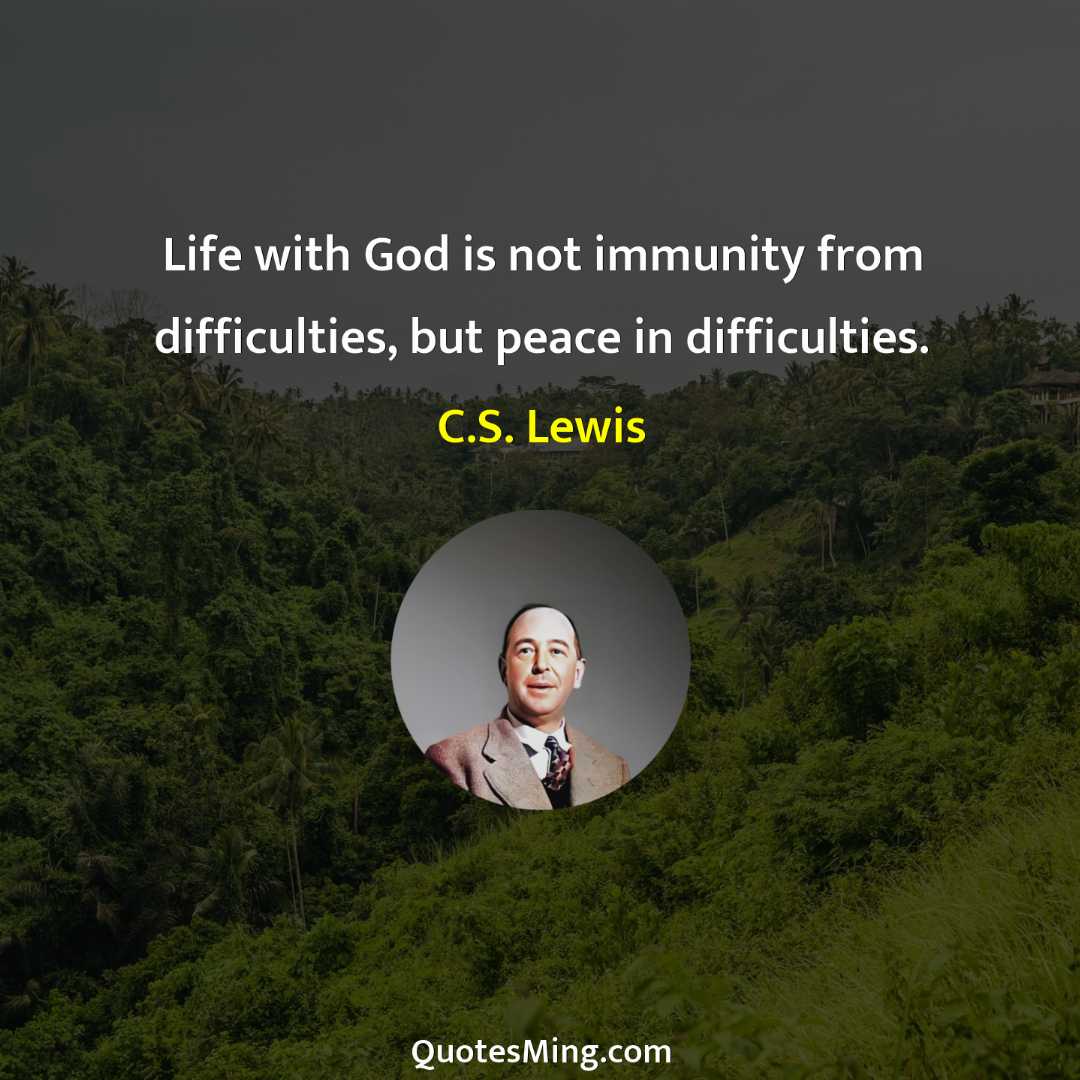 Life with God is not immunity from difficulties but peace