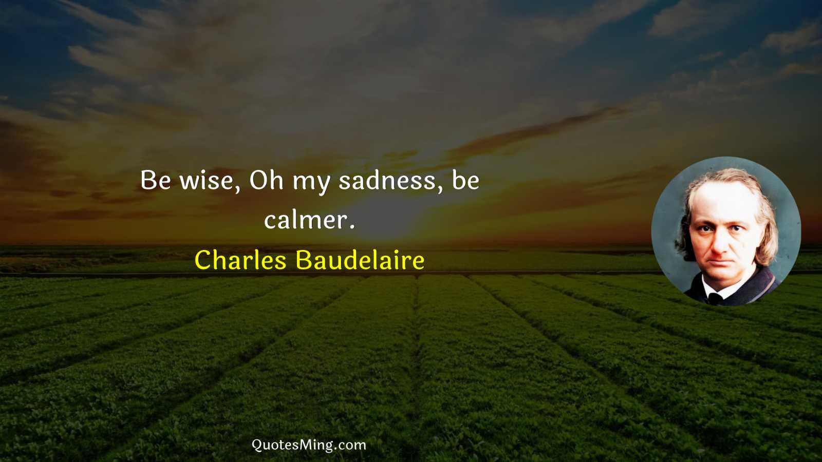 Be wise Oh my sadness be calmer