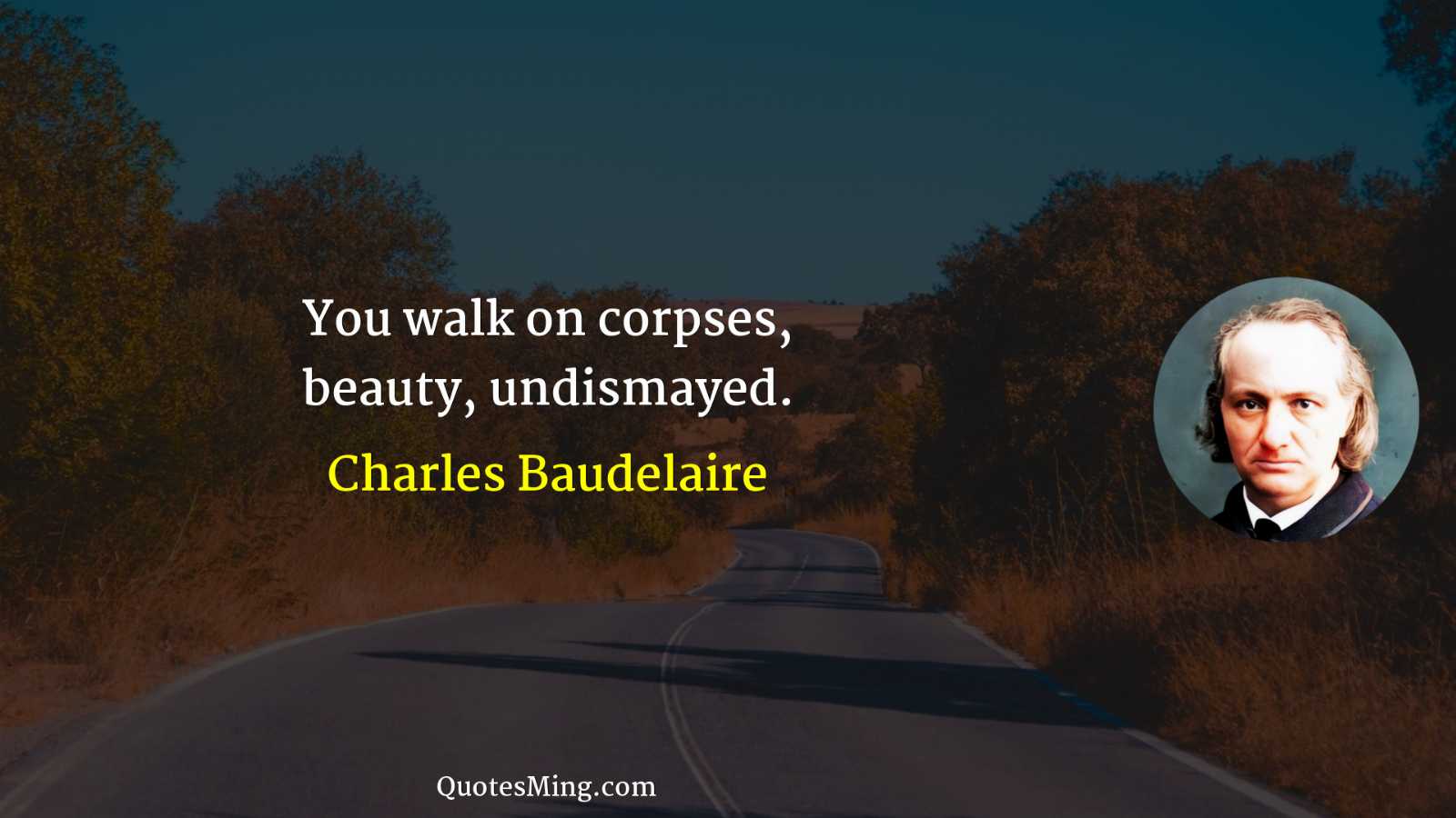 You walk on corpses beauty undismayed