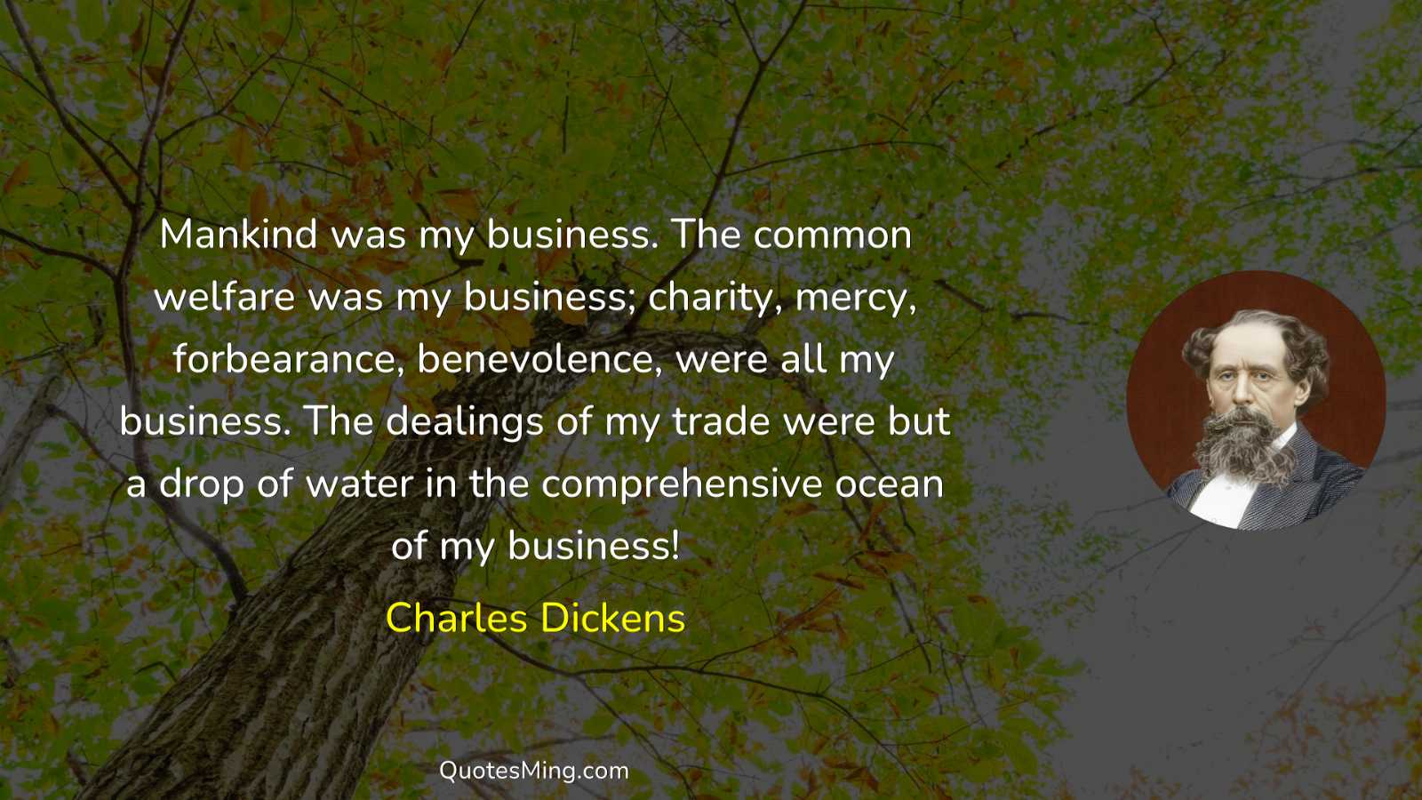 Mankind was my business The common welfare was my business;