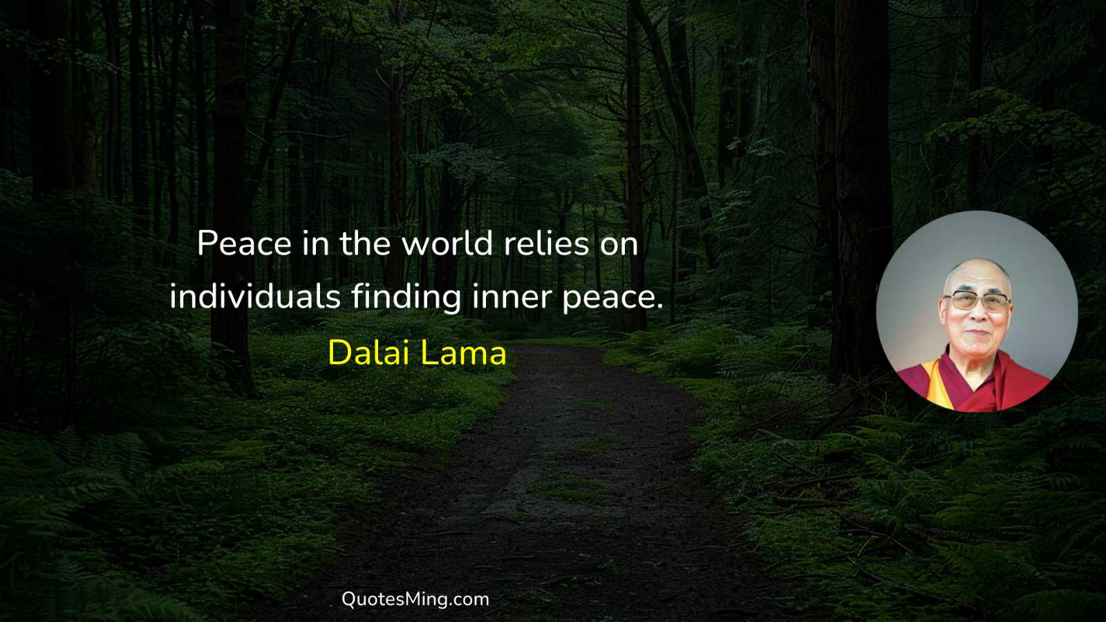 Peace in the world relies on individuals finding inner peace