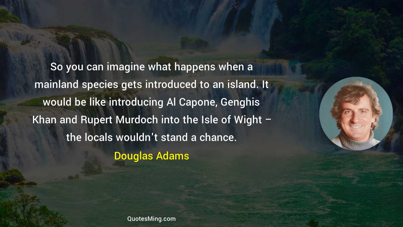 So you can imagine what happens when a mainland species