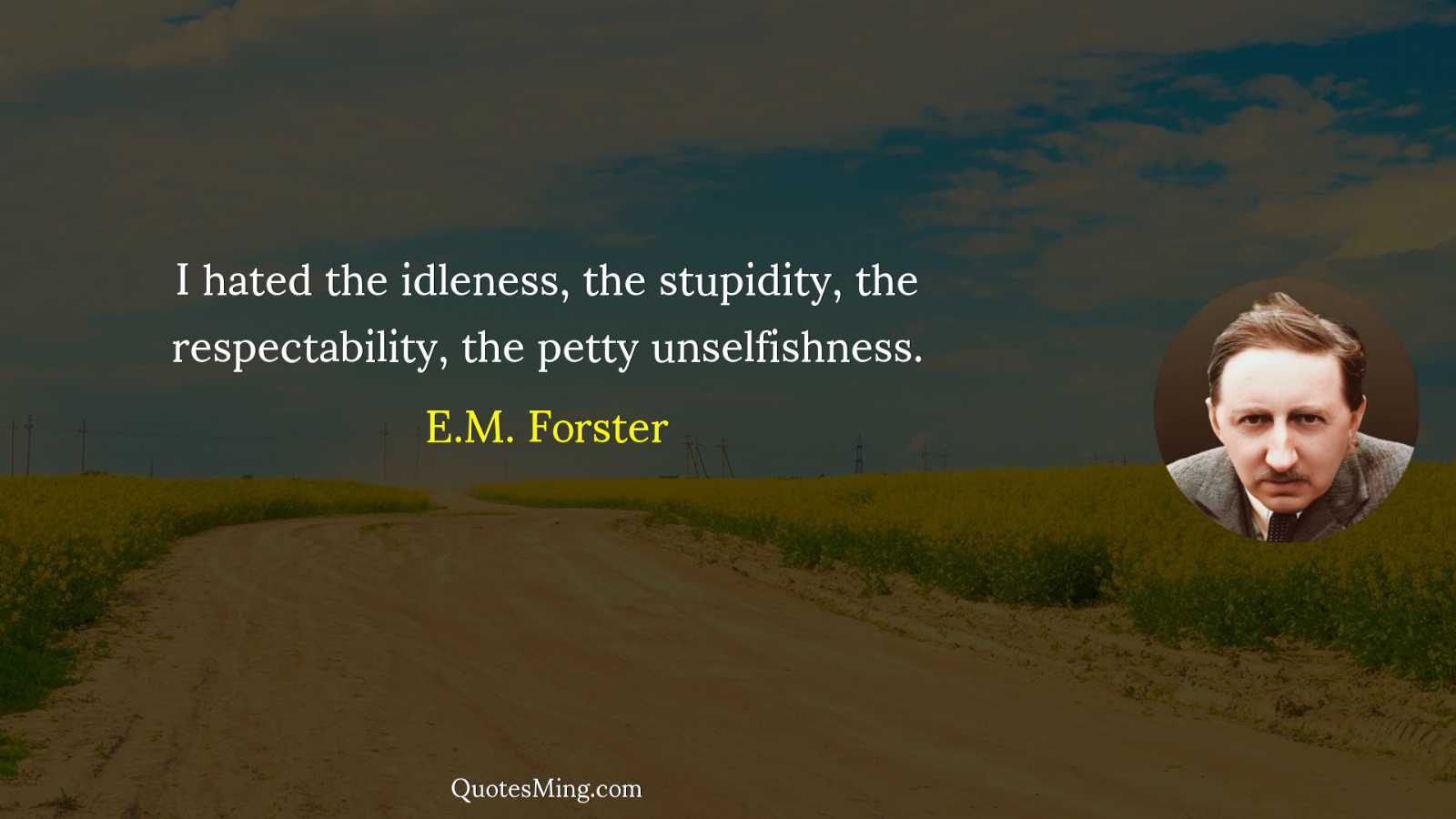 I hated the idleness the stupidity the respectability the petty