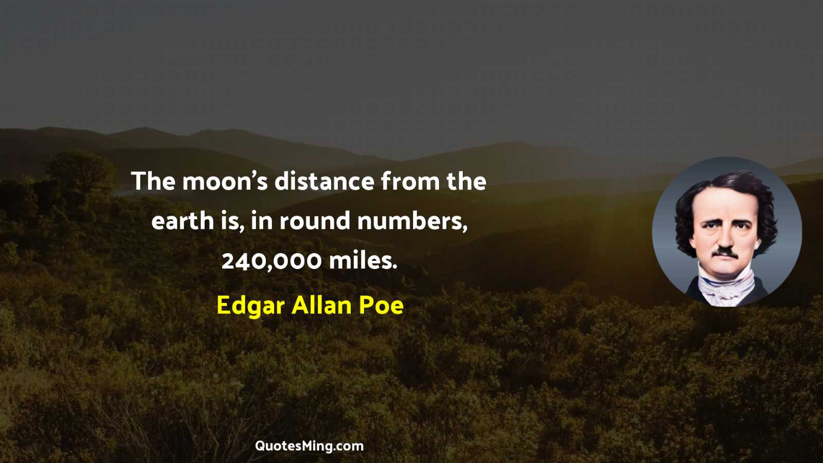 The moon’s distance from the earth is in round numbers