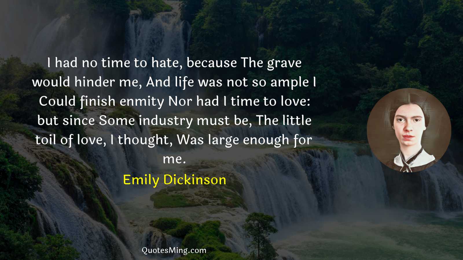 I had no time to hate because The grave would