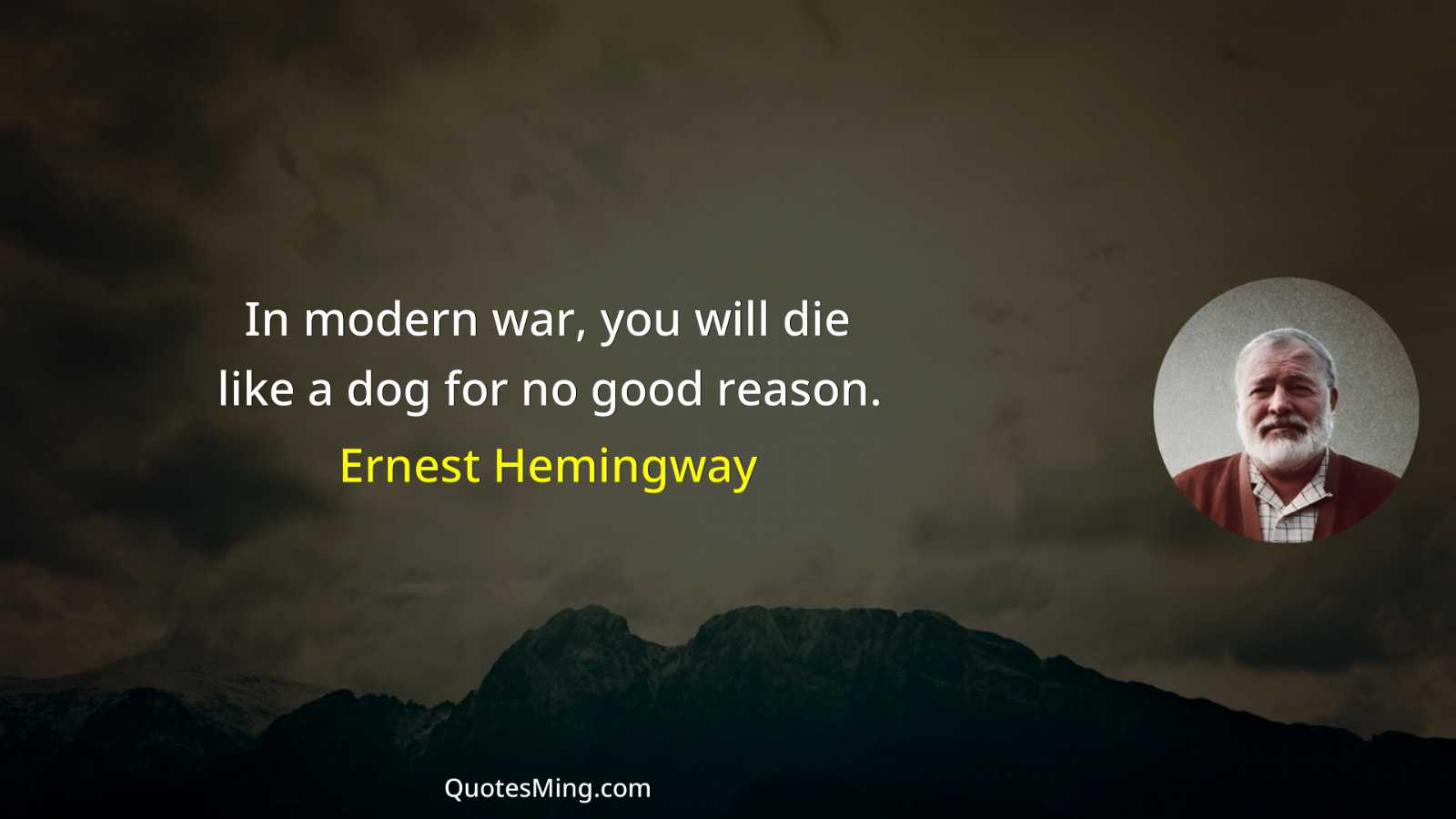 In modern war you will die like a dog for