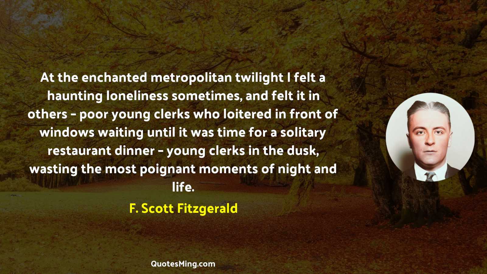 At the enchanted metropolitan twilight I felt a haunting loneliness