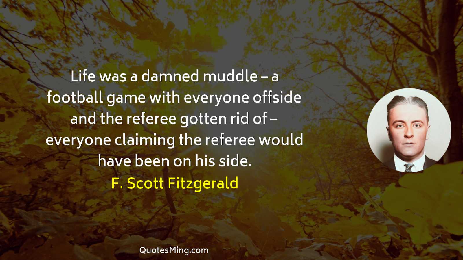 Life was a damned muddle – a football game with