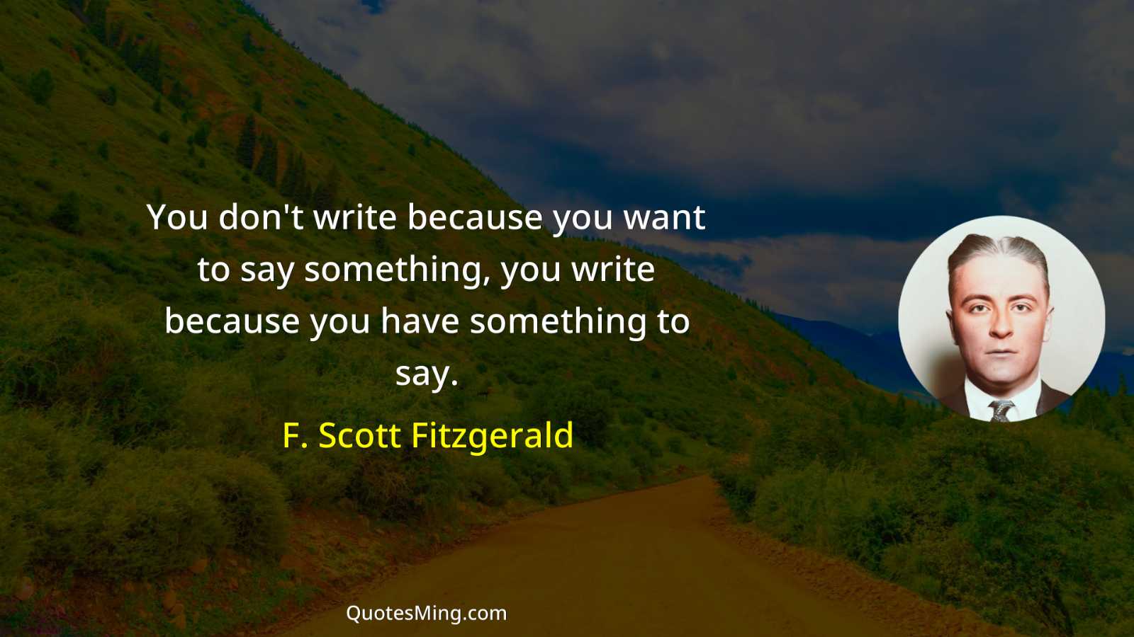 You don't write because you want to say something you