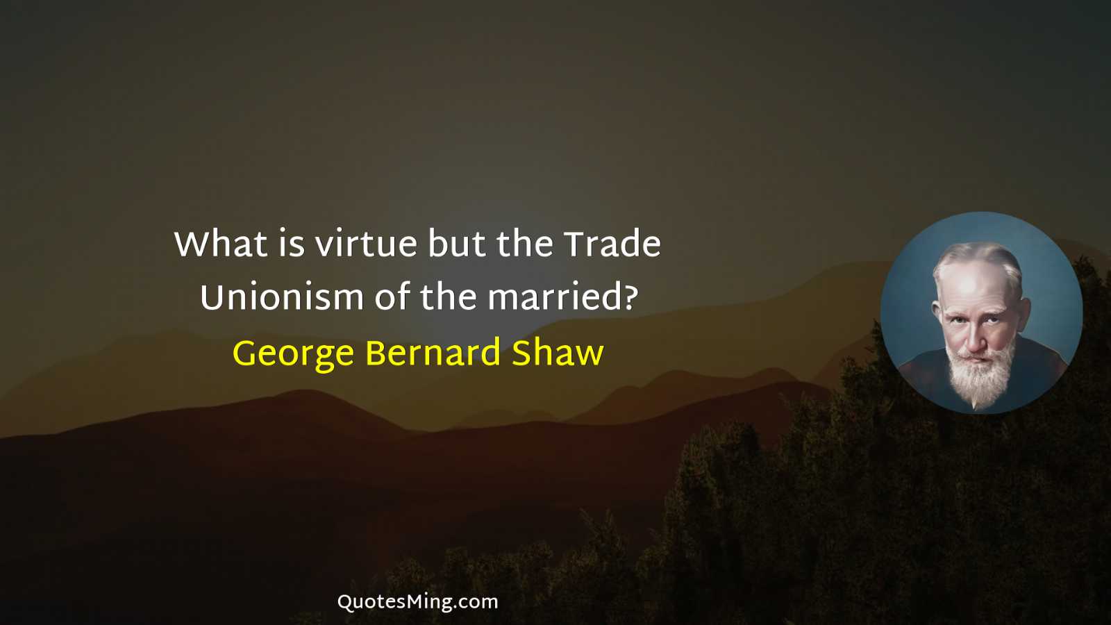 What is virtue but the Trade Unionism of the married?