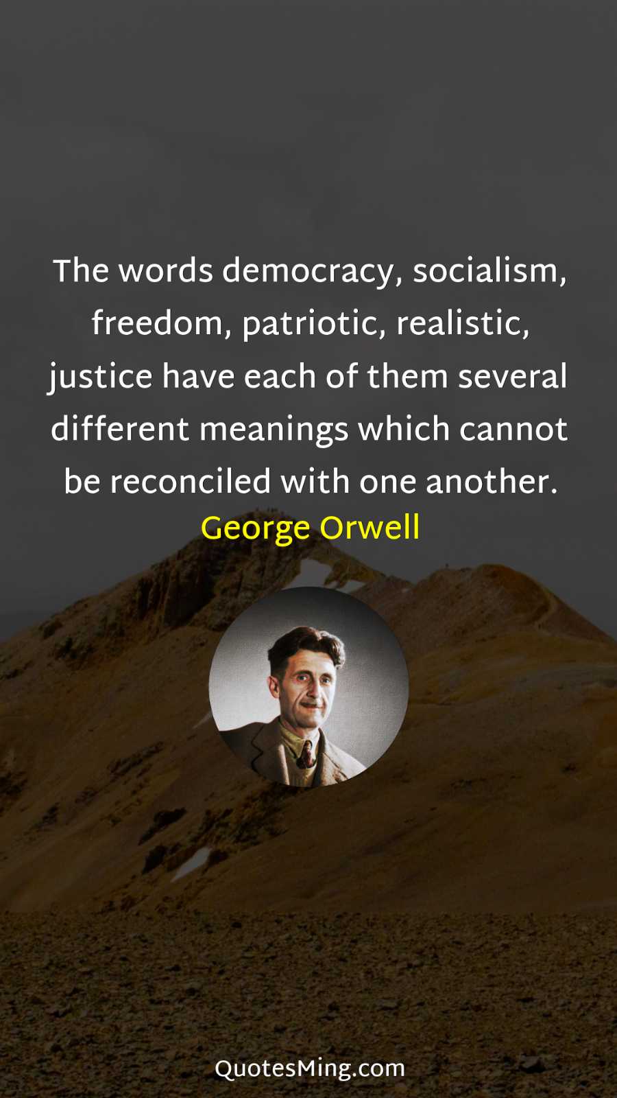 The words democracy socialism freedom patriotic realistic justice have each