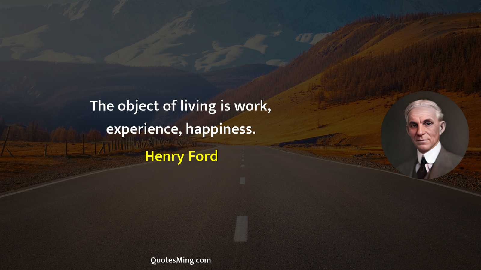 The object of living is work experience happiness