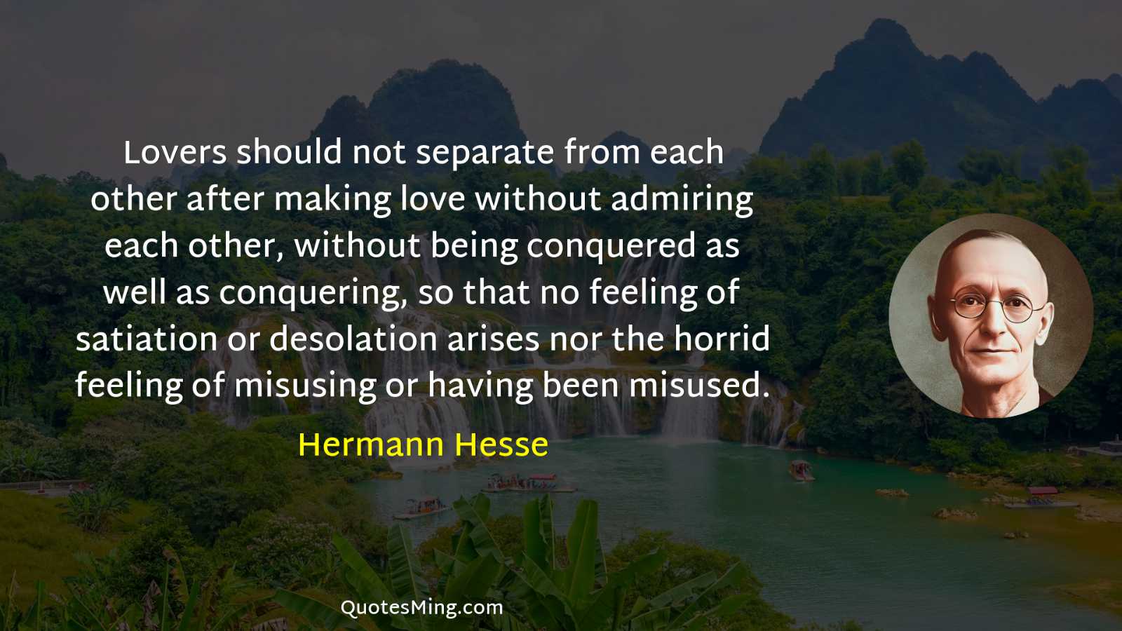 Lovers should not separate from each other after making love