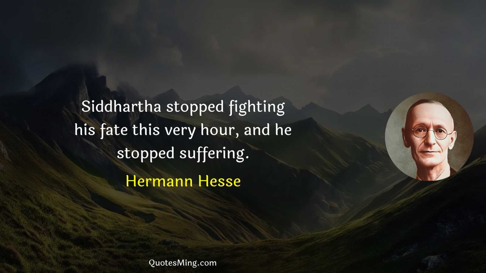 Siddhartha stopped fighting his fate this very hour and he