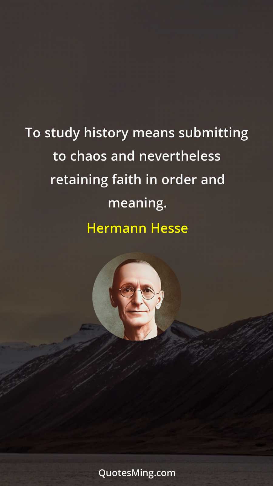 To study history means submitting to chaos and nevertheless retaining