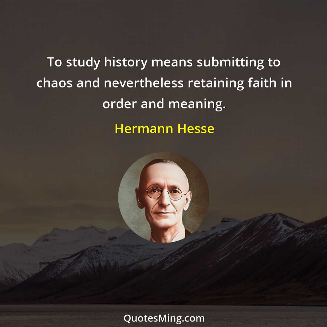 To study history means submitting to chaos and nevertheless retaining