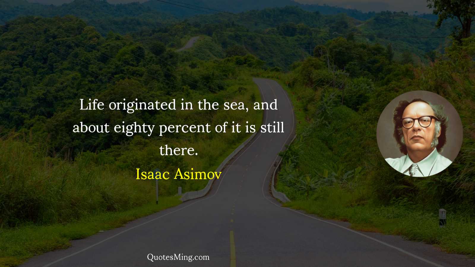 Life originated in the sea and about eighty percent of