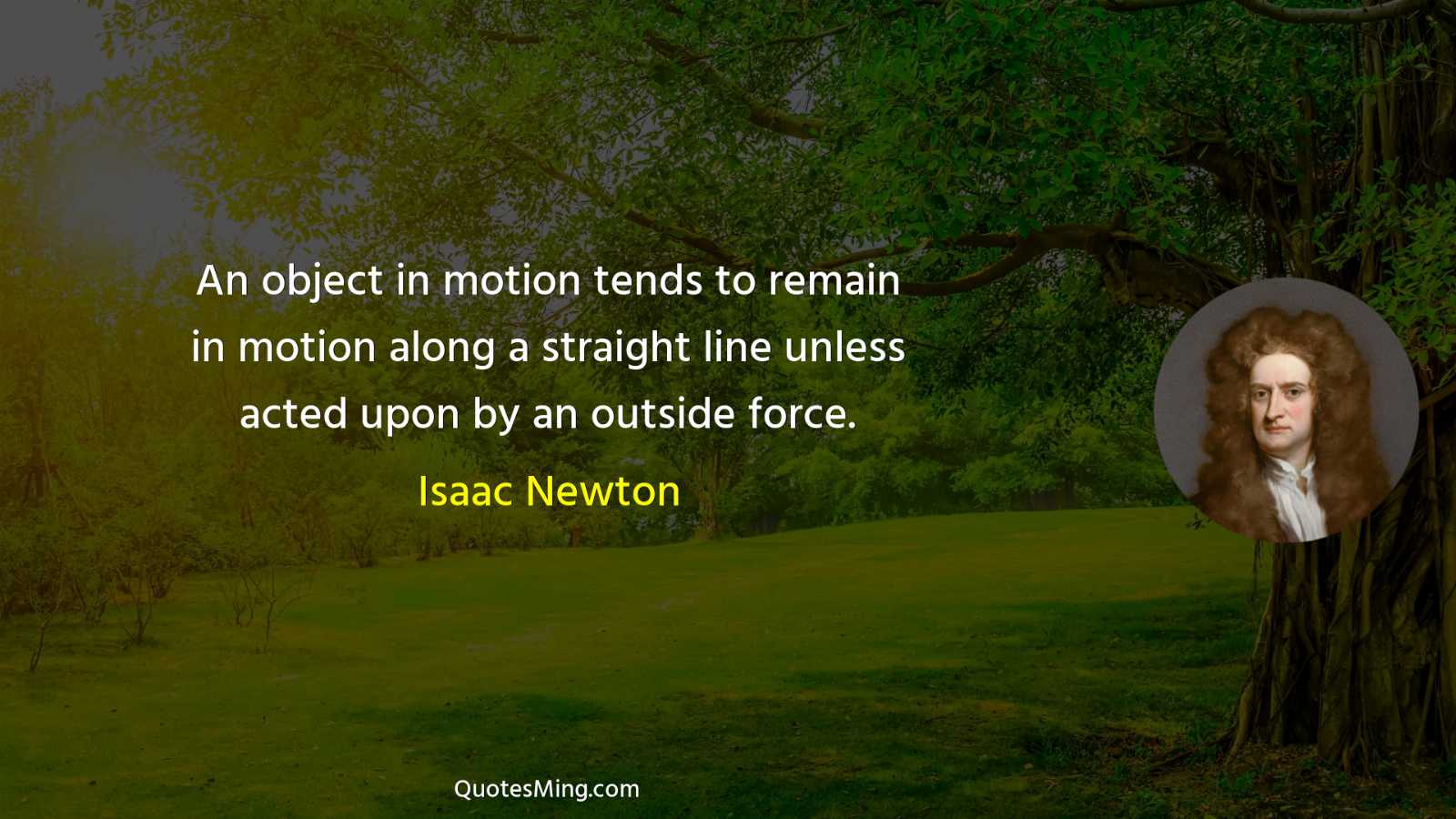 An object in motion tends to remain in motion along